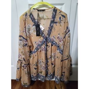 Floral, flowy bell sleeve top